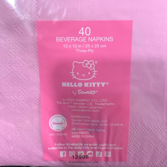 Sanrio Hello Kitty Baby Lamb Pink Spring Set of 40 Beverage Napkins New Package - Picture 6 of 10